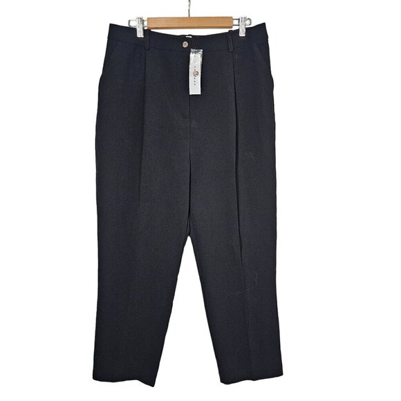 Topshop Womens Black Trousers High Waist Rise Pleated Tailored Fit Size 12 US - Picture 1 of 12